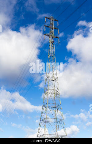 Extra hohe Strommasten, Bestandteil der UK National Grid, den Fluss Tyne in der Nähe von Jarrow Stromkabel Übertrag. Stockfoto