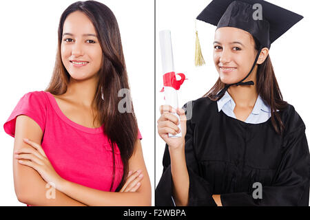 1 junge Inderin Vergleich Multiple Persönlichkeit Stockfoto