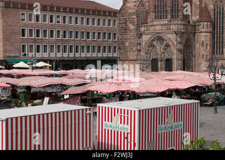 Markt Stände Hauptmarkt Nürnberg Stockfoto