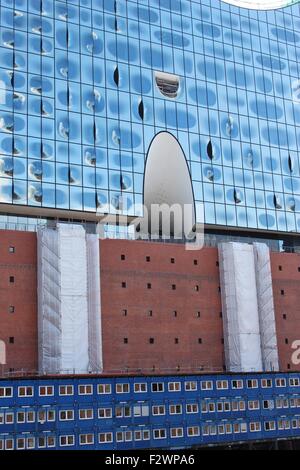 Die "Elbphilharmonie" im Bau: ein neues Oper Haus in Hamburg, Deutschland, Europa. Detail. Stockfoto