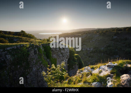 Sonnenuntergang über Cheddar Gorge. Somerset. VEREINIGTES KÖNIGREICH. Stockfoto