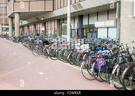 Viele Fahrräder parken außerhalb Utrecht Centraal Bahnhof Stockfoto