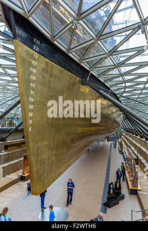 Der Rumpf der Cutty Sark, Greenwich, London, England, UK Stockfoto