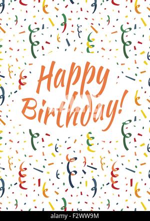 Alles Gute zum Geburtstagskarte abdecken mit bunten Serpentin und Konfetti auf Hintergrund Stock Vektor