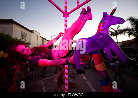 Pole Dancing, Venedig Kunst #Afterburn - 17.09.2015 - The Venedig Kunst Crawl Crawl ist eine Veranstaltung der offenen Galerien und an anderen Orten Stockfoto