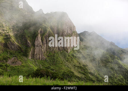 Rocha Dos Bordões, ist eine geologische Formation zeichnet sich durch riesige Säulen aus Basalt, Las Flores Island Azoren Stockfoto