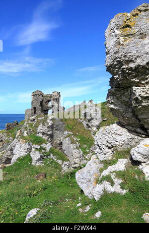 Ruinen von Kinbane Castle in der Nähe von Ballycastle, Nordirland Stockfoto