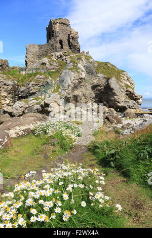 Ruinen von Kinbane Castle in der Nähe von Ballycastle, Nordirland Stockfoto