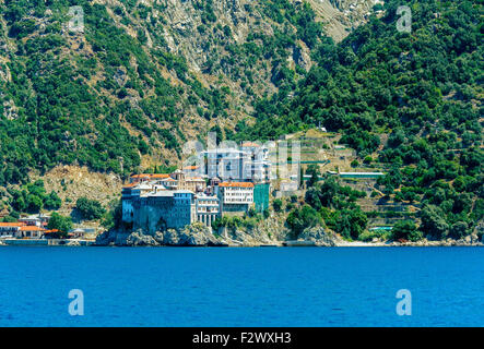 Dionissiou Kloster, Athos-Halbinsel, Berg Athos, Chalkidiki, Griechenland Stockfoto