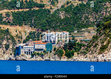 Dionissiou Kloster, Athos-Halbinsel, Berg Athos, Chalkidiki, Griechenland Stockfoto