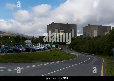 Einen Überblick über die stillgelegten Magnox Trawsfynydd Kernkraftwerk in Gwynedd, Wales. Stockfoto