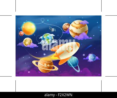 Sonnensystem Planeten, Vektor-illustration Stock Vektor