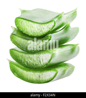 Frische Aloe Vera Blätter isoliert auf weiss. Clipping-Pfad Stockfoto