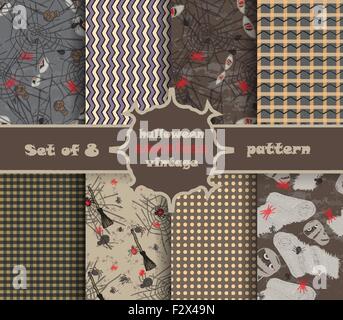 Set Vintage nahtlose Muster für Halloween-party Stock Vektor