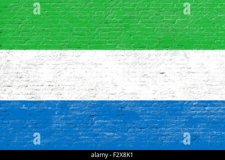 Sierra Leone - Flagge auf Ziegelwand Stockfoto