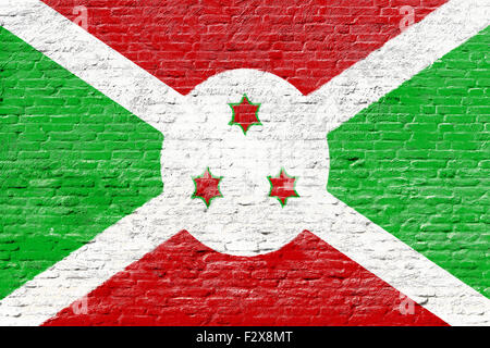 Burundi - Nationalflagge auf Ziegelmauer Stockfoto