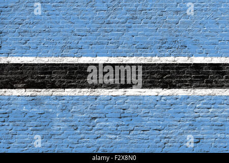 Botswana - Nationalflagge auf Ziegelmauer Stockfoto