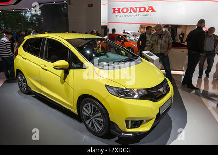 Präsentation des neuen Honda Jazz Kleinwagen auf der IAA International Motor Show 2015. 22. September 2015 in Frankfurt Main, G Stockfoto