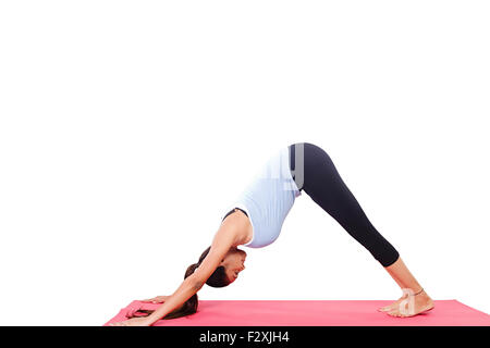 1 indische erwachsenen Frau Yoga Stretching Stockfoto