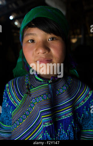 Ethnische "Black Hmong"-Stamm in Nord-Vietnam. Stockfoto