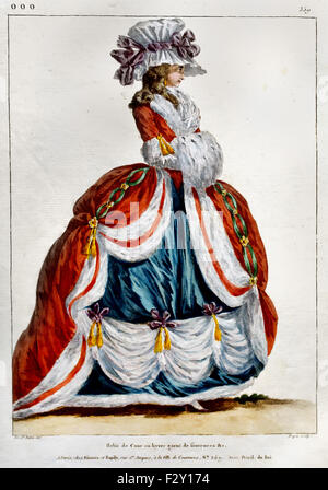 Vor Gericht Dame in einer Robe de Cour 1777 Jean Michel Moreau (1741-1814) Französisch Paris (Ball du Cour - Gericht) Stockfoto