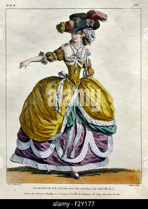 Vor Gericht Dame in einer Robe de Cour 1777 Jean Michel Moreau (1741-1814) Französisch Paris (Ball du Cour - Gericht) Stockfoto