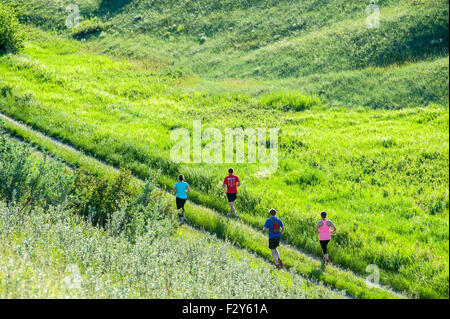 Jogger im Feld Stockfoto