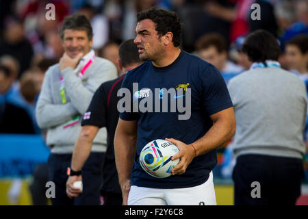 Kingsholm, Gloucester, Großbritannien. 25. Sep 2015. Rugby World Cup. Argentinien gegen Georgien. Argentinischen Kapitän Agustin Creevy. Bildnachweis: Aktion Plus Sport/Alamy Live-Nachrichten Stockfoto