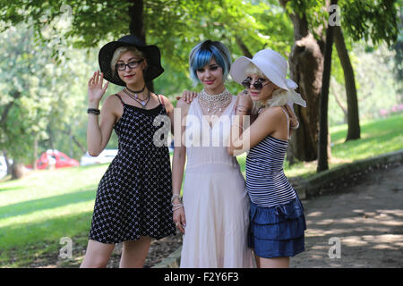 ISTANBUL, Türkei - 16. August 2015: Mädchen in Tracht während Cosplay meetin in Istanbul Yildiz park Stockfoto