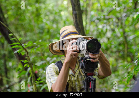 Fotograf in Barro Colorado Wildlife Refuge, Costa Rica Stockfoto