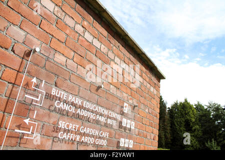 Bute Park-Schild an der geheime Garten-Café, Cardiff, Wales, UK Stockfoto