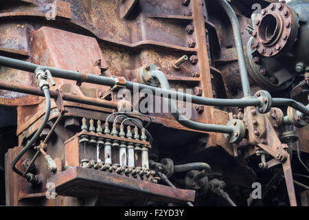 alten verrosteten Maschine. rostiges Metall Maschinen Details. im Alter von Technologie Stockfoto