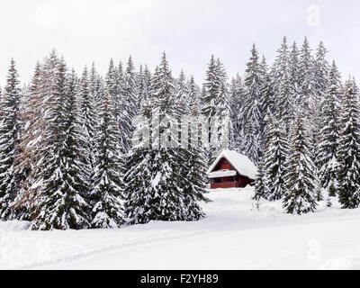 Winter Ferienhaus in Slowenien Alpen-Europa Stockfoto