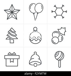 Linienart Symbole Weihnachts-Icons Set, Vektor-Design Stock Vektor