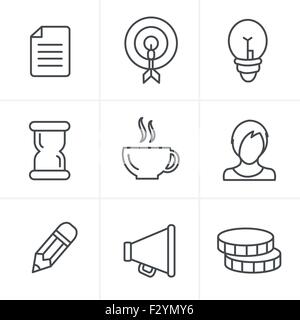 Zeile Symbole Stil Business Icons Set, Vektor-Design Stock Vektor
