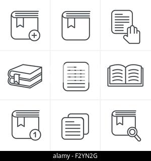 Zeile Symbole Stil Buch Icons Set, Vektor-Design Stock Vektor