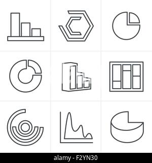 Zeile Symbole Stil einfachen Satz von Diagramm und Grafiken im Zusammenhang mit Vektor-Icons für Ihr Design. Stock Vektor
