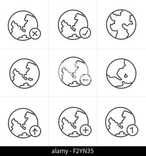 Linie Symbole Stil Erde Vektor-Icons set Stock Vektor