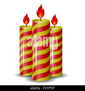 Rot gelbem Wachs-Kerzen-Set. Stockfoto