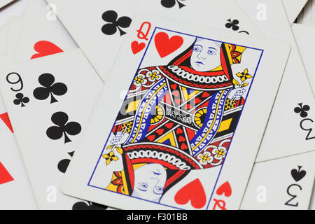 Königin der Herzen-Spielkarten Stockfoto