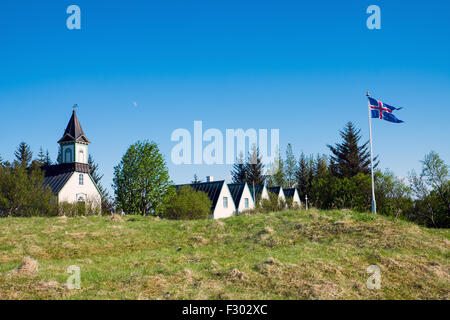 Der Nationalpark Thingvellir in Island an einem sonnigen Tag Stockfoto