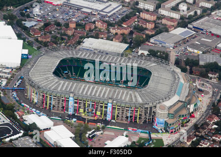 London, Großbritannien. 26. September 2015. Luftaufnahme von Twickenham Stadium vor der Rugby WM Finale 2015 zwischen England und Wales Stockfoto