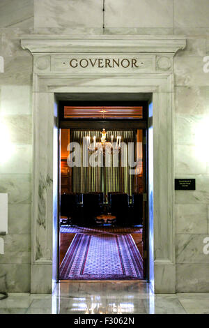 Eingang zum Büro des Arkansas Zustand Gouverneurs in das State Capitol Gebäude in Little Rock Stockfoto