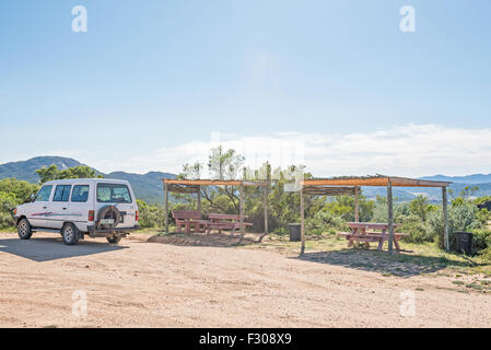 SKILPAD, Südafrika - 14. August 2015: Picknickplatz am Dach Namaqualand im Skilpad im Namaqua-Nationalpark Stockfoto