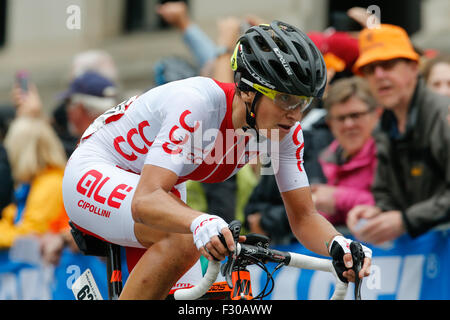 RICHMOND, VIRGINIA, 26. September 2015. Malgorzata Jasinka (Polen) Rennen der 130 Kilometer langen UCI World Championships Frauen Elite Straßenrennen in Richmond, Virginia. Stockfoto