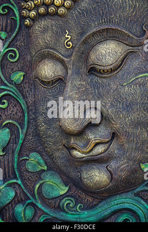 Wunderschöne Buddha Gesicht schnitzen Hintergrund Stockfoto
