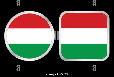 Ungarn-Flag - zwei Symbol auf schwarzem Hintergrund. Vektor-Illustration. Stock Vektor