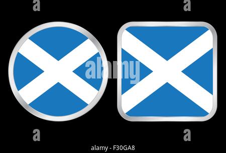 Schottland Fahne - zwei Symbol auf schwarzem Hintergrund. Vektor-Illustration. Stock Vektor