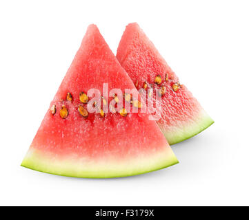 Scheiben Wassermelone isoliert auf weiss Stockfoto