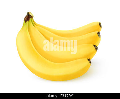 Bündel Bananen isoliert auf weiss Stockfoto